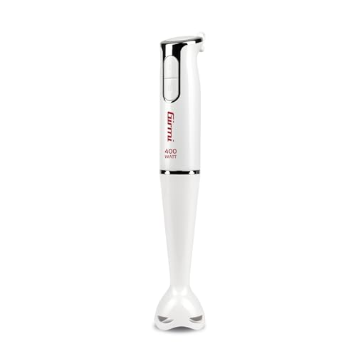 (-34%) Girmi MX04 Stabmixer, 400 W DC-Motor, 2 Geschwindigkeitsstufen, Edelstahlklingen, abnehmbarer Mixfuß, ergonomischer Griff, Weiß-Edelstahlgrau