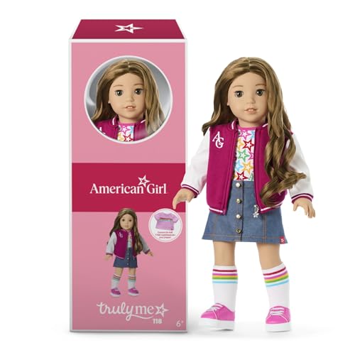 American Girl, Truly Me 18-inch Doll #118 with Brown Eyes, Wavy Dark-Brown Hair with Highlights, Tan Skin, for Ages 6+