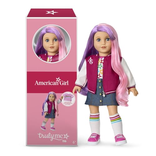 American Girl, Truly Me 18-inch Doll #116 with Light-Blue Eyes, Wavy Purple-and-Pink Hair, Light Skin, for Ages 6+