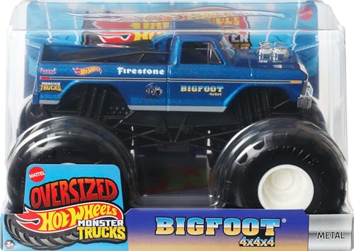 Hot Wheels Monster Trucks, Oversized Monster Truck, 1:24 Scale Die-Cast Toy Truck with Giant Wheels and Cool Designs