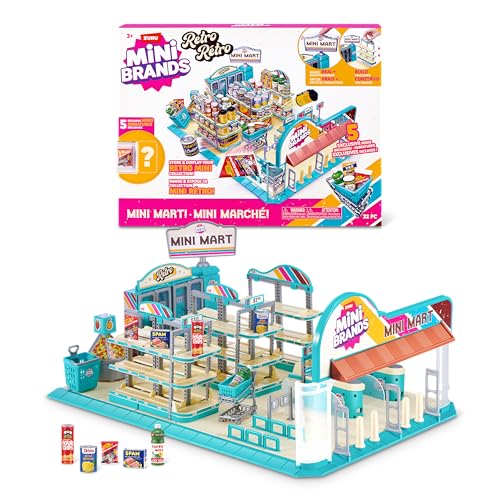Mini Brands Retro Mini Mart with 5 Minis, Amazon Exclusive Playset, by ZURU – Real Miniature Collectible Store for Kids, Role Play, and Display