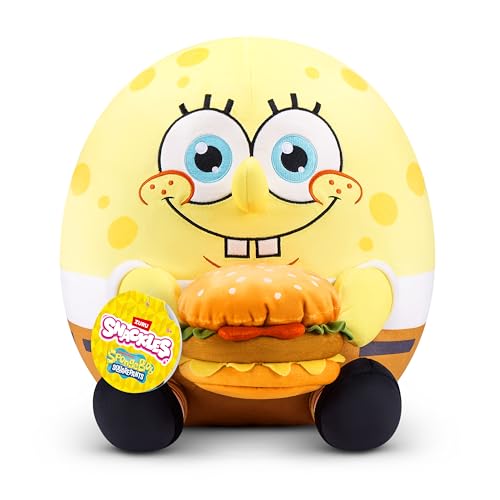 🔥 STARKER PREIS (-32%) Snackles Figur Spongebob Schwammkopf, 35 cm großes Plüschspielzeug (Spongebob & Krabby Patty) von ZURU, Plüschspielzeug mit Snack-Accessoire