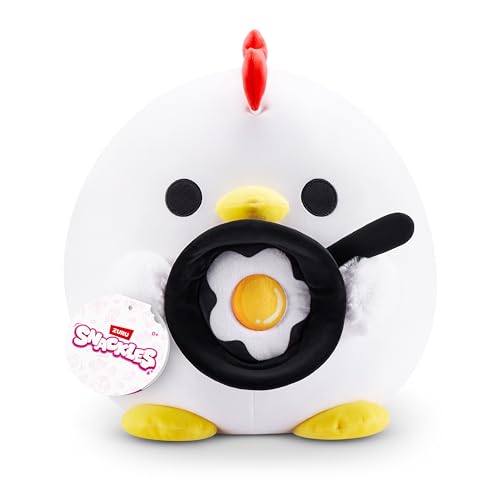Snackles Easter Chicken 14-inch Plush (RUFUS) by ZURU, Cuddly Chick with Fried Egg Accessory, Easter Gift for Kids