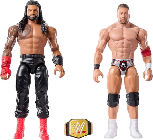 Mattel WWE Main Event Showdown Action Figures 2-Pack with Accessory, Series #21 Roman Reigns vs LA Knight Collectible Set, 6-inch