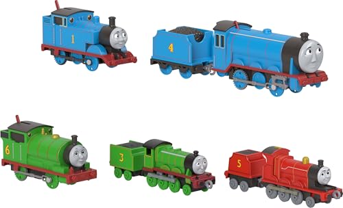 Thomas & Friends Toy Trains by Fisher-Price, 2 Large Die-Cast Engines & 3 Motorized Trains with Classic Characters, Includes Playmat​​​​ (Amazon Exclusive)