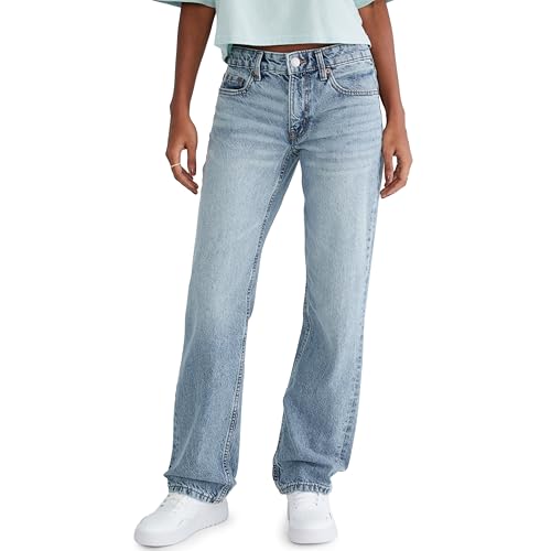 AEROPOSTALE Women's Low Rise Baggy Jean, Medium Wash, 0S