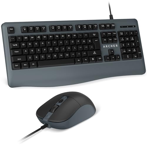 Archer Tech Lab ACE-K200 Wired Keyboard and Mouse Combo 104 Keys, 1200 DPI Mouse, 125Hz Polling Rate,3-Button Design, 3 Million Lifespan, Windows Comp