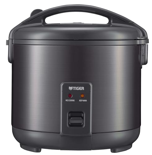 Tiger JNP-S18U-KY 10 Cup Capacity White Rice Cooker with Non-Stick Inner Pot, Retractable Power Cord, and Keep Warm up to 12 hours (Obsidian Black)