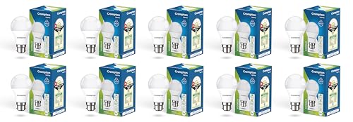 Crompton Param 9W LED Bulb B22 | 105 LPW, Pack of 10 | 105 lumens per watt; wide light spread; energy efficient; value pack of 10 for home or office f