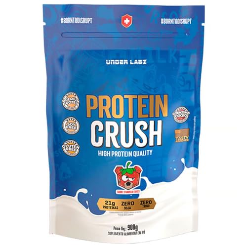 Suplemento Proteico em Pó Under Labz, Sabor Strawbear Swiss, 900g | Proteína concentrada e isolada do soro do leite com 21g de proteína por dose para recuperação e hipertrofia.