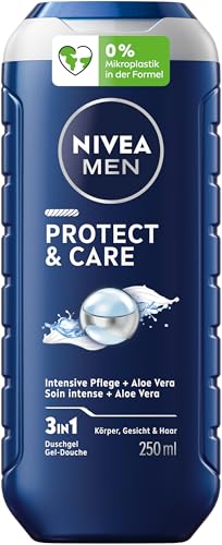 (-21%) NIVEA MEN Protect & Care Duschgel, pH-hautneutrale Pflegedusche für Männer, pflegende Formel mit natürlichem Aloe Vera für Körper, Gesicht und Haar (250 ml)