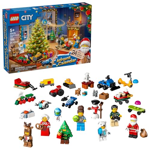 LEGO City Advent Calendar 2025 Kids Toy - Holiday Countdown Playset W/Santa & Mrs. Claus Minifigures for Boys & Girls, Ages 5+ - 24 Buildable Surprises - Gift Idea for Christmas - 60475