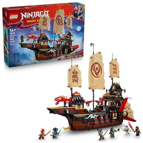 LEGO NINJAGO The Temple Bounty Building Toy - Multi-Level Boat W/6 Ninja Toy Minifigures for Kids, Ages 14+ - Model Building Kit with Display Stand - Dragons Rising Gift for Teen Boys & Girls - 71848