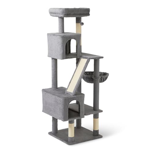 Amazon Basics Cat Tree for Indoors Cats, Multi-Level Cat Tower Cat Condo with Scratching Post, Cozy Hammock and Perches 
