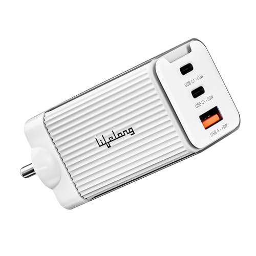 Lifelong Electronics 65W Super Fast GaN Charger PD Technology | 1 USB A + 2 Type C Ports | iPhone 17/16/15/14 (Including Pro Max), Android, Samsung | 