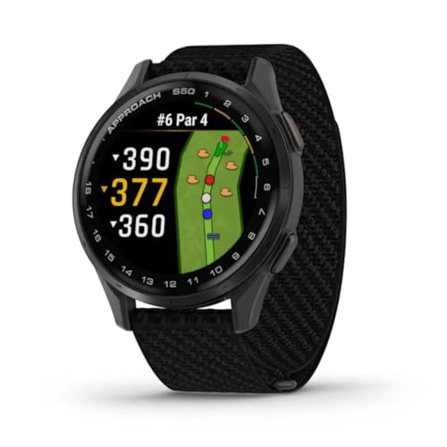 Garmin Approach® S50, Advanced Golf GPS Smartwatch, AMOLED Display, On-Course Features, Wrist-Based Heart Rate, Slate Aluminum Bezel with Black ComfortFit Nylon Band