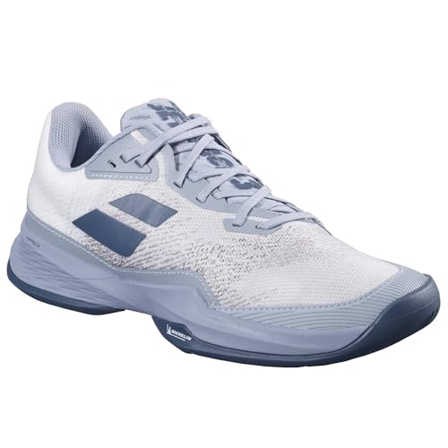 Babolat Men's Jet Mach 3 All Court Tennis Shoes, White/Dark Grey (Men's US Size 9.5)
