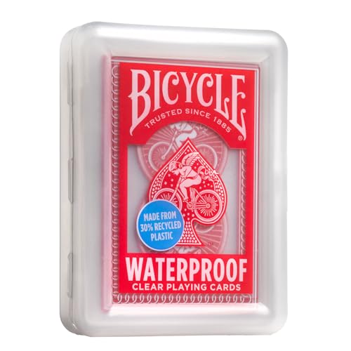 Bicycle Waterproof Playing Cards, Red Plastic Deck of Cards, Durable Plastic Cards for Pool, Beach, Camping & Party Games