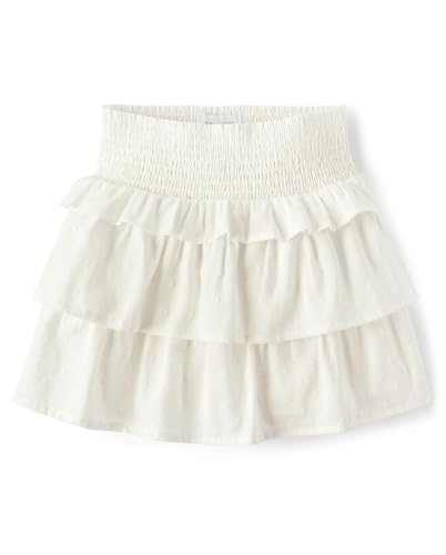 The Children's Place,Girls,Tiered Ruffle Skirt,Simply White,Large
