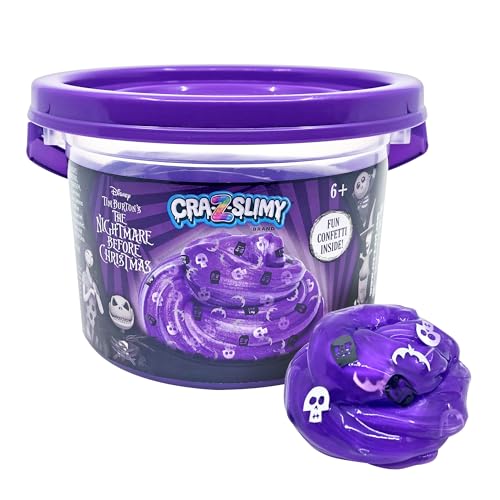 Disney Nightmare Before Christmas 20oz Pre-Made Slime Bucket, Vibrant Purple CRA-Z-Slimy Slime with Confetti Mix-Ins, Slime Toy for Ages 6 and Up