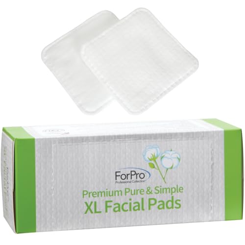 ForPro Premium Pure & Simple XL Facial Pads, Triple Layered Ultra Soft Disposable Makeup Remover Pads, 100% Vegan & Cruelty-Free, 60-Count