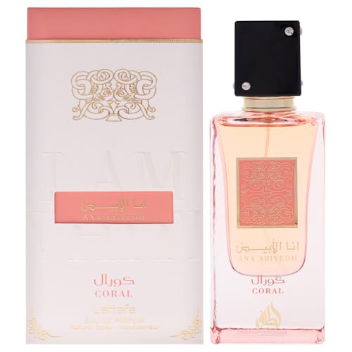 Lattafa Ana Abiyedh Coral for Unisex Eau de Parfum Spray, 2.0 Ounce / 60 ml