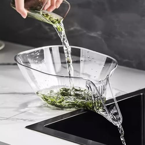 Clazkit Transparent & Grey Kitchen Sink Drain Basket with Spout | Pack of 2 Vegetable Strainers & Draining Mesh Filters for Fruits, Vegetables, Grains