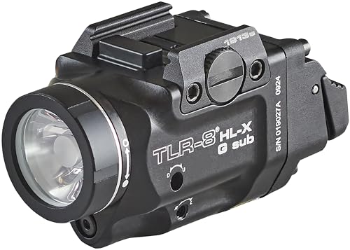 Streamlight 69478 TLR-8 HL-X G sub USB 1000-Lumen Weapon Rail-Mounted Rechargeable Tactical Flashlight with Integrated Green Aiming Laser for Select 1913 Only, Black