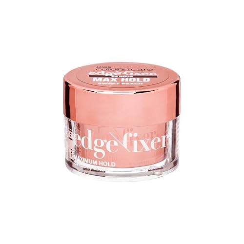 KISS COLORS & CARE Maximum Hold Edge Fixer, 24 Hour Scented Styling Hair Gel with Biotin, Non-Greasy, Long-Lasting Moisture & Shine for All Hair Types, 30 mL (1.01 US fl. oz.), Sweet Peach