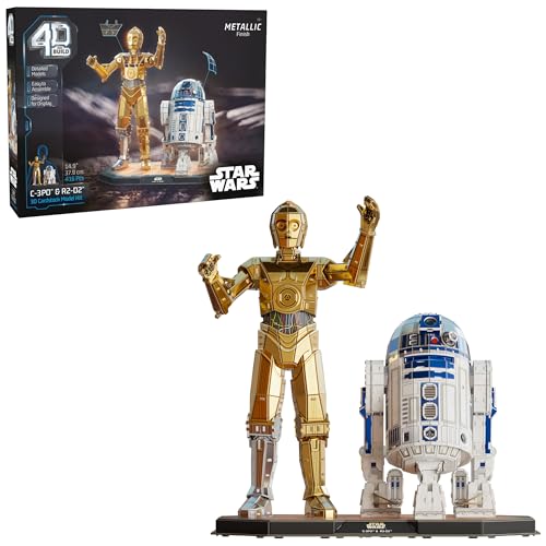 4D Build, Star Wars C-3PO & R2-D2 3D Model Kit with Stand, Star Wars Collectibles & Desk Décor,