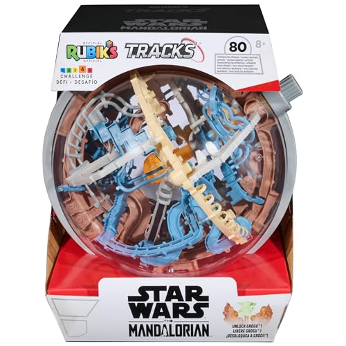 Rubik’s Cube, Rubik’s Tracks Star Wars, Mandalorian-Themed 3D Gravity Maze & 3D Puzzle Game with 80 Obstacles, Grogu Miniature Inside, Problem-Solving Challenging Brain Teaser Fidget Toy, Ages 8 & Up