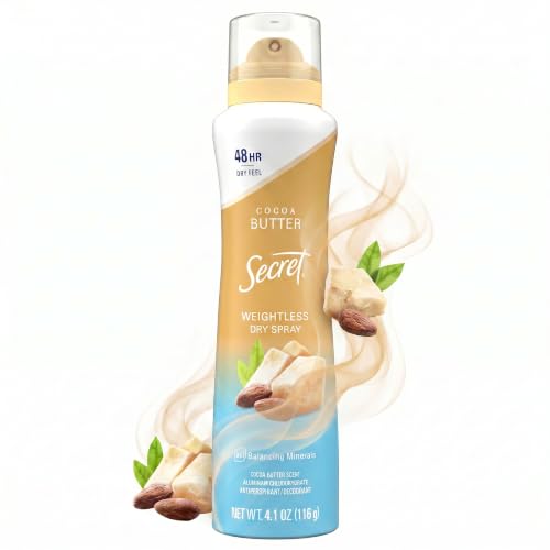 Secret Weightless Dry Spray Antiperspirant & Deodorant for Women, Cocoa Butter Scent, 4.1oz
