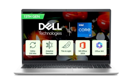 Dell 15 (Previously Inspiron), Intel Core i7 13th Gen -1355U, 16GB, 512GB SSD, FHD, 15.6"/39.62cm, Win 11, MSO'24, Silver, 1.62kg, [Dell 15], Backlit 