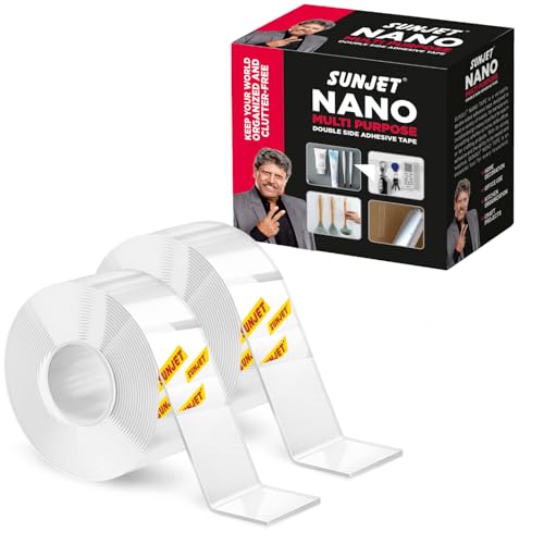 AIPL Sunjet Double Sided Heavy Duty Nano Tape- Strong Adhesive,Residue-Free, Multi-Functional Reusable Gel Tape,for Home & Office Use -Washable Reusab