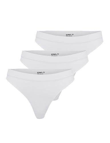 (-39%) ONLY Damen Onlvicky Rib S-Les Thong 3-Pack Noos Acc, Bright White, m