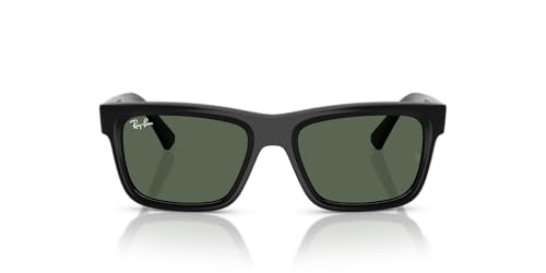 Ray-Ban RJ9196S Warren Rectangular Sunglasses, Black/Dark Green, 49 mm