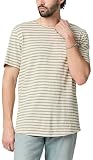 PAIGE Men's Kenneth Short Sleeve Crew Neck Tee Shirt, Dried Lemongrass/Ecru Stripe