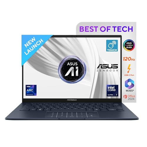 ASUS Zenbook 14,Intel Core Ultra 7 (Series 2), Intel Arc iGPU,32GB,1TB,3K OLED Touch Screen,14",Windows 11,M365 Basic (1Year)*,Office 2024,Ponder Blue