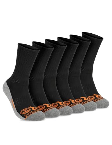 Timberland PRO Mens Sorbtek Moisture Control Mens Socks, Arch Support, Cushioned Footbed (Size 7-12; 6 Pairs)