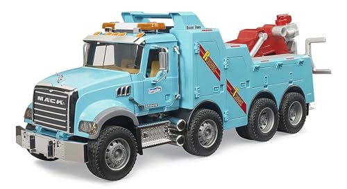Bruder 02831 Mack Granite Heavy Rescue Wrecker Tow Truck with Light & Sound Module | Realistic Recovery Vehicle Toy for Indoor & Outdoor Play