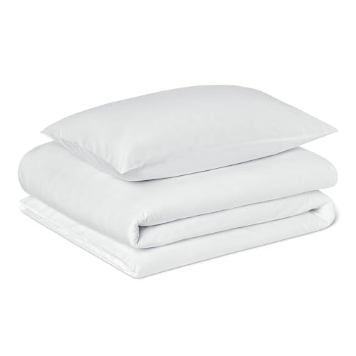 🔥 STARKER PREIS (-38%) Amazon Basics Bettwäsche-Set, 100% Bio-Baumwolle, GOTS- & OEKO-TEX-Zertifiziert, Bettbezug 135cm x 200cm & 1 Kissenbezug 50cm x 80cm, 2-teilig, Weiß