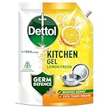 Dettol Dishwash liquid and Kitchen Gel Cuts Tough Grease 1500ml Refill Pack