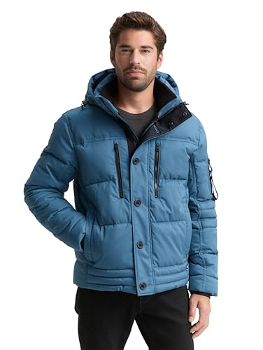 (-52%) Tom Tailor Herren 1046971 Pufferjacke Mit Abnehmbarer Kapuze, 38224 - Real Teal Blue, L EU