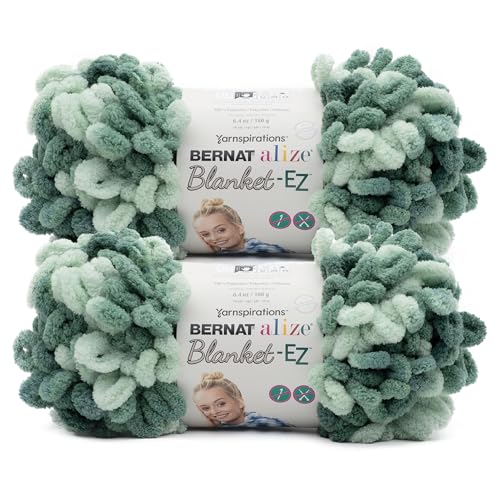 Bernat Alize Blanket Hedge Green Varg Yarn - 2 Pack of 180g/6.4 oz - 100% Polyester - #7 Jumbo - 18 Yards - Chunky Yarn for Hand Knitting/Crochet