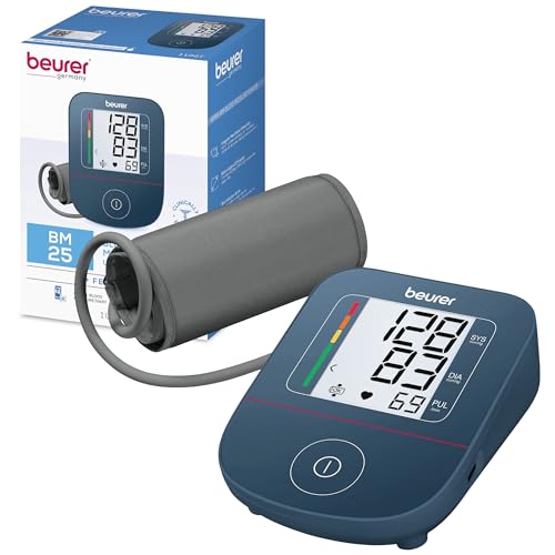 (-33%) Beurer BM 25 Oberarm Blutdruckmessgerät, einfache Ein-Knopf-Bedienung, genaue Messung, Arrhythmie-Erkennung, mit USB-C-Anschluss, Manschette, Datenübertragung zu Apple Health und co., Blau