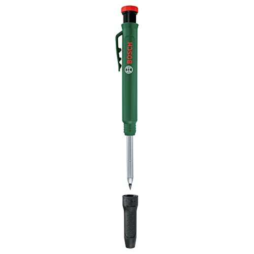 (-30%) Bosch Tieflochmarker Bleistift (cleverer und robuster Tieflochmarker Druckbleistift zum Markieren auf Stein, Holz, Papier und anderen Materialien; integrierter Anspitzer)