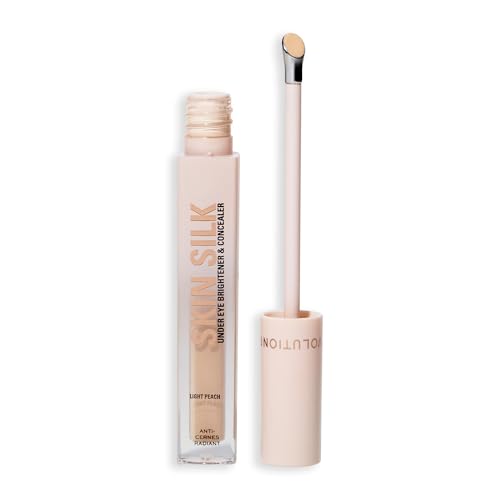 Revolution Beauty London, Skin Silk Radiant Serum Under Eye Brightener, Hydrates & Smooths Under Eye with Hyaluronic Acid & Squalane, Vegan & Cruelty-Free, Light Peach, 0.13 fl oz