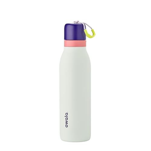 Owala FreeSip Twist Insulated Stainless Steel Water Bottle with Straw for Sports and Travel, BPA-Free, 18-oz, Purple/Mint (Minty Horizons)