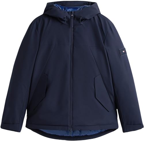 ⚡ BLITZDEAL (-71%) Tommy Hilfiger Herren Windbreaker Jacke Tech Hooded Short Wasserabweisend, Blau (Desert Sky), XL