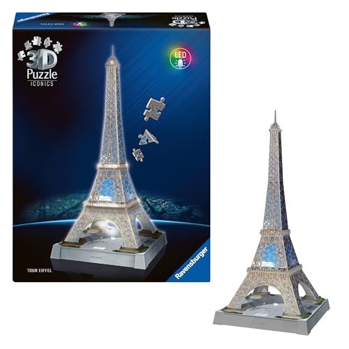 (-34%) Ravensburger 3D Puzzle Iconics: 12008024 Eiffelturm - mit Licht - Das Wahrzeichen von Paris als detailgetreues und beleuchtetes Modell